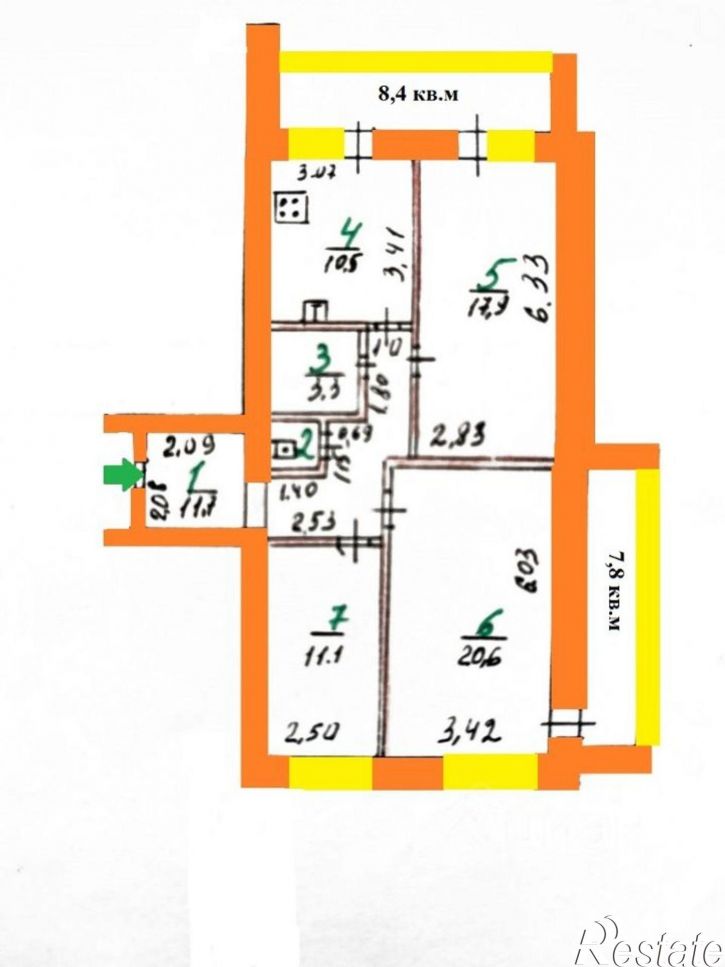 3-комн квартира ул Абрамова и Соколова, 3,  д. 3