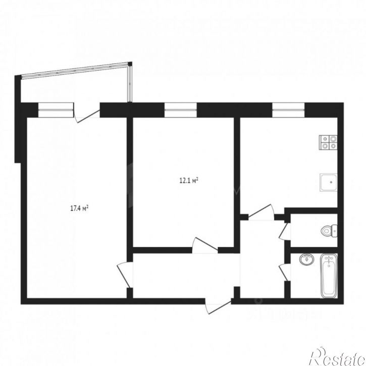 2-комн квартира ул Бурова, 18,  д. 18