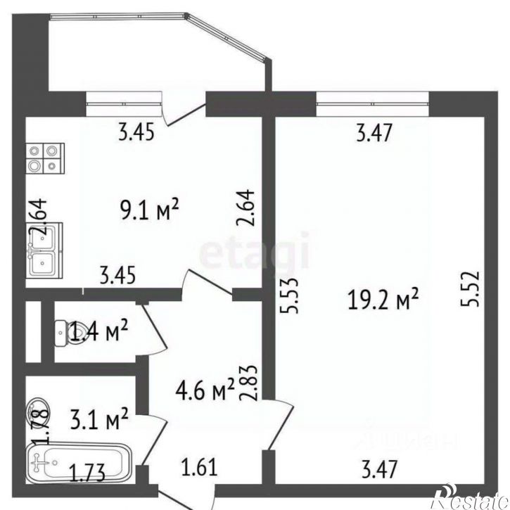 1-комн квартира ул Приборостроительная, 59,  д. 59