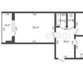 2-комн, 65кв м, этаж 2/3 ул Выставочная, 41