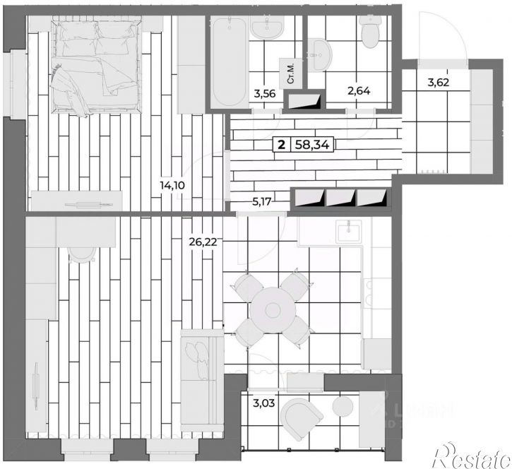 2-комн квартира в новом доме Складской переулок, 6,  д. 6