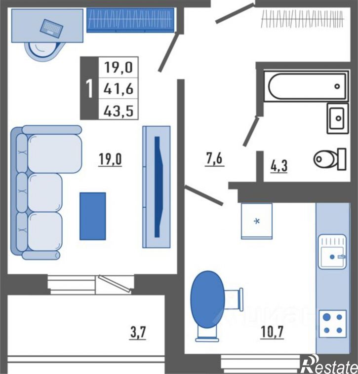 1-комн квартира в новом доме ул Льва Толстого, 15,  д. 15
