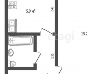 1-комн, 29кв м, этаж 2/6 ул Генерала Жадова, 23