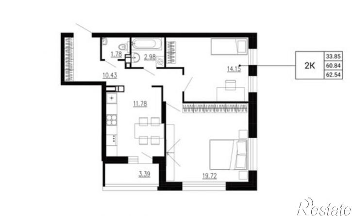 2-комн квартира в новом доме ул Ломоносова, 8,  д. 8
