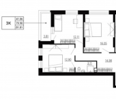 3-комн, 82 кв м, этаж 14/24 ул Ломоносова, 8
