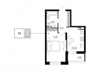 1-комн, 39 кв м, этаж 22/24 улица Ломоносова, 8