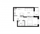 1-комн, 45 кв м, этаж 22/24 улица Ломоносова, 8