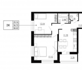 2-комн, 58 кв м, этаж 20/24 улица Ломоносова, 8