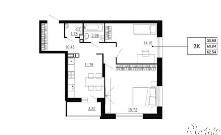 2-комн квартира в новом доме ул Ломоносова, 8,  д. 8