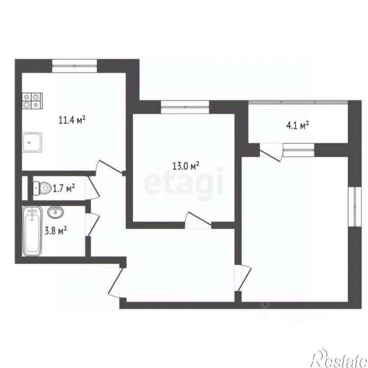2-комн квартира ул Зареченская, 1 2,  д. 1 2,  к. 2