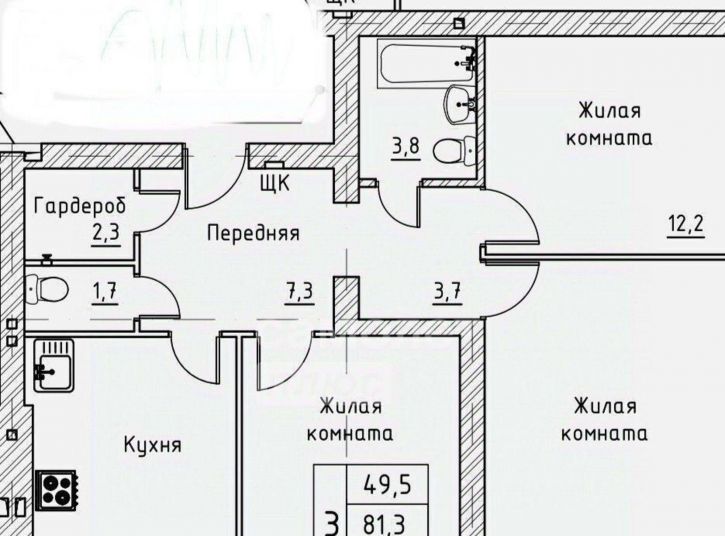 3-комн квартира Чапаева, 32