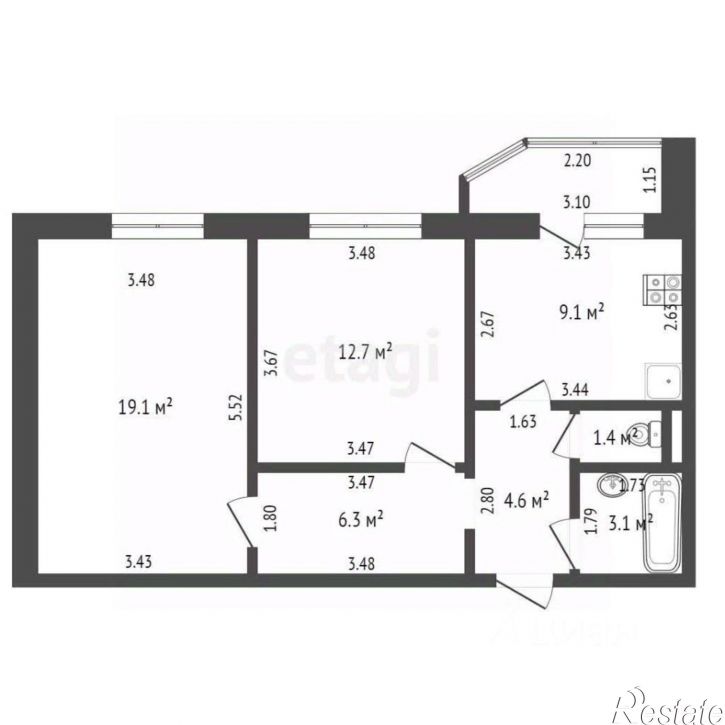 2-комн квартира бульвар Молодёжи, 14,  д. 14