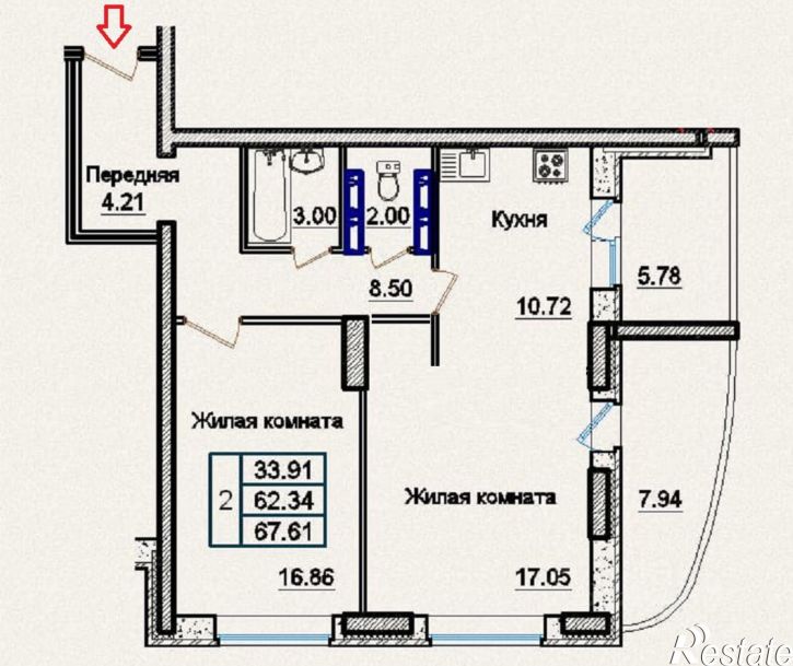 2-комн квартира Комсомольская улица, 89,  д. 89