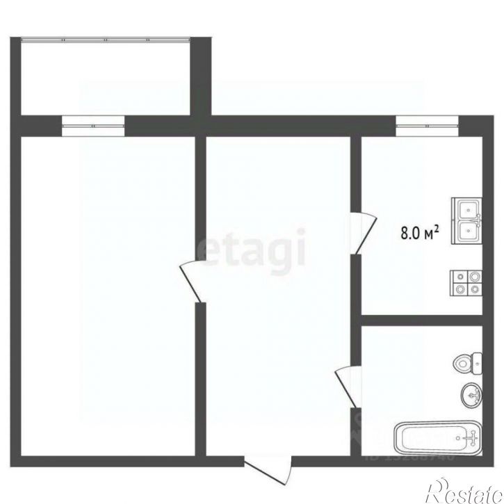 1-комн квартира улица Цветаева, 5А,  д. 5А