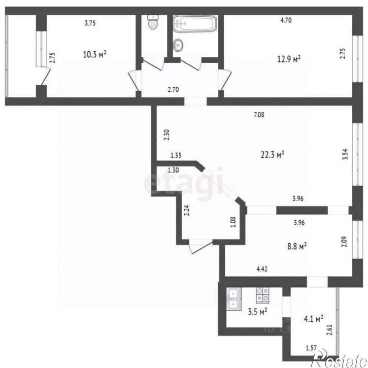 3-комн квартира Пионерская улица, 19,  д. 19