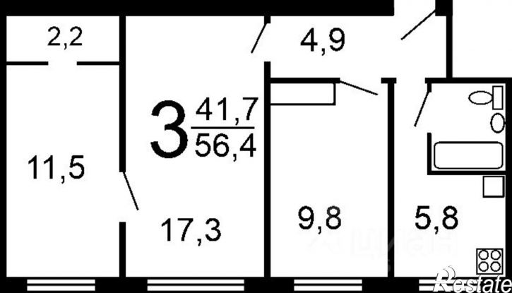 3-комн квартира ул Комсомольская, 390,  д. 390