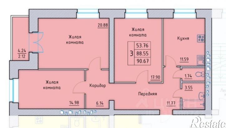 3-комн квартира Наугорское шоссе, 62,  д. 62
