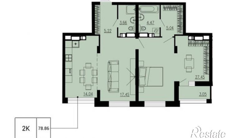 2-комн квартира в новом доме улица Ломоносова, 8,  д. 8
