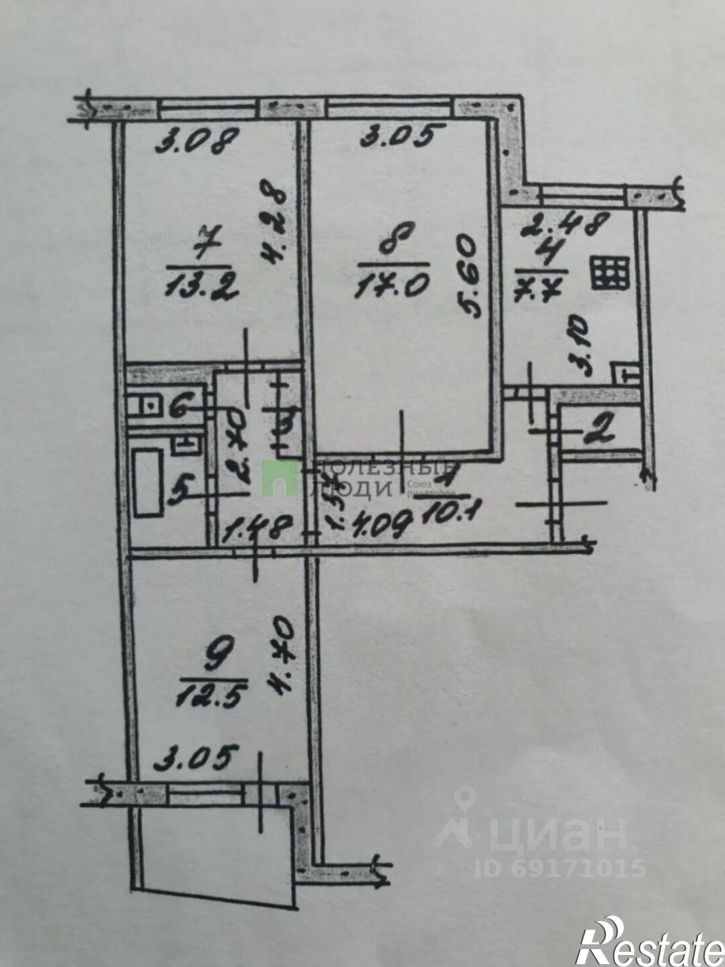 3-комн квартира ул Черкасская, 76,  д. 76