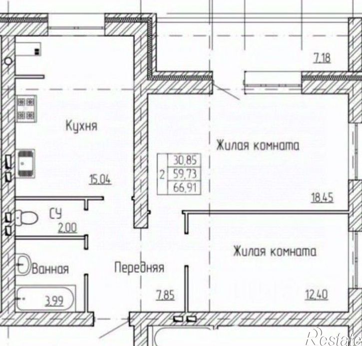 2-комн квартира Орёл г., Заводской, Коллективная ул.