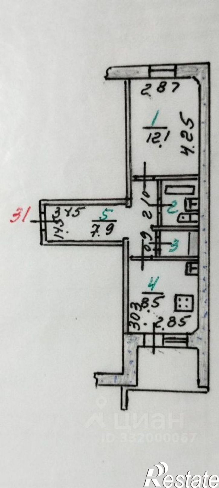 1-комн квартира ул Черкасская, 32,  д. 32