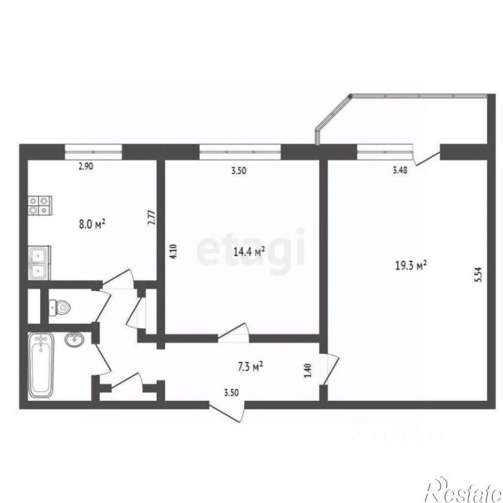 2-комн квартира ул 3-я Курская, 52,  д. 52
