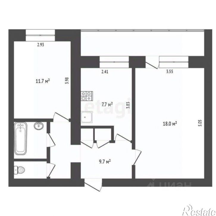 2-комн квартира ул Костомаровская, 3,  д. 3