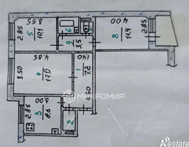 3-комн квартира ул Раздольная, 66,  д. 66