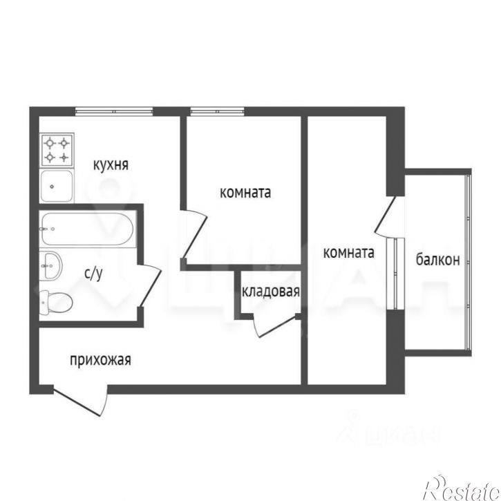 2-комн квартира Орёл г., Железнодорожный