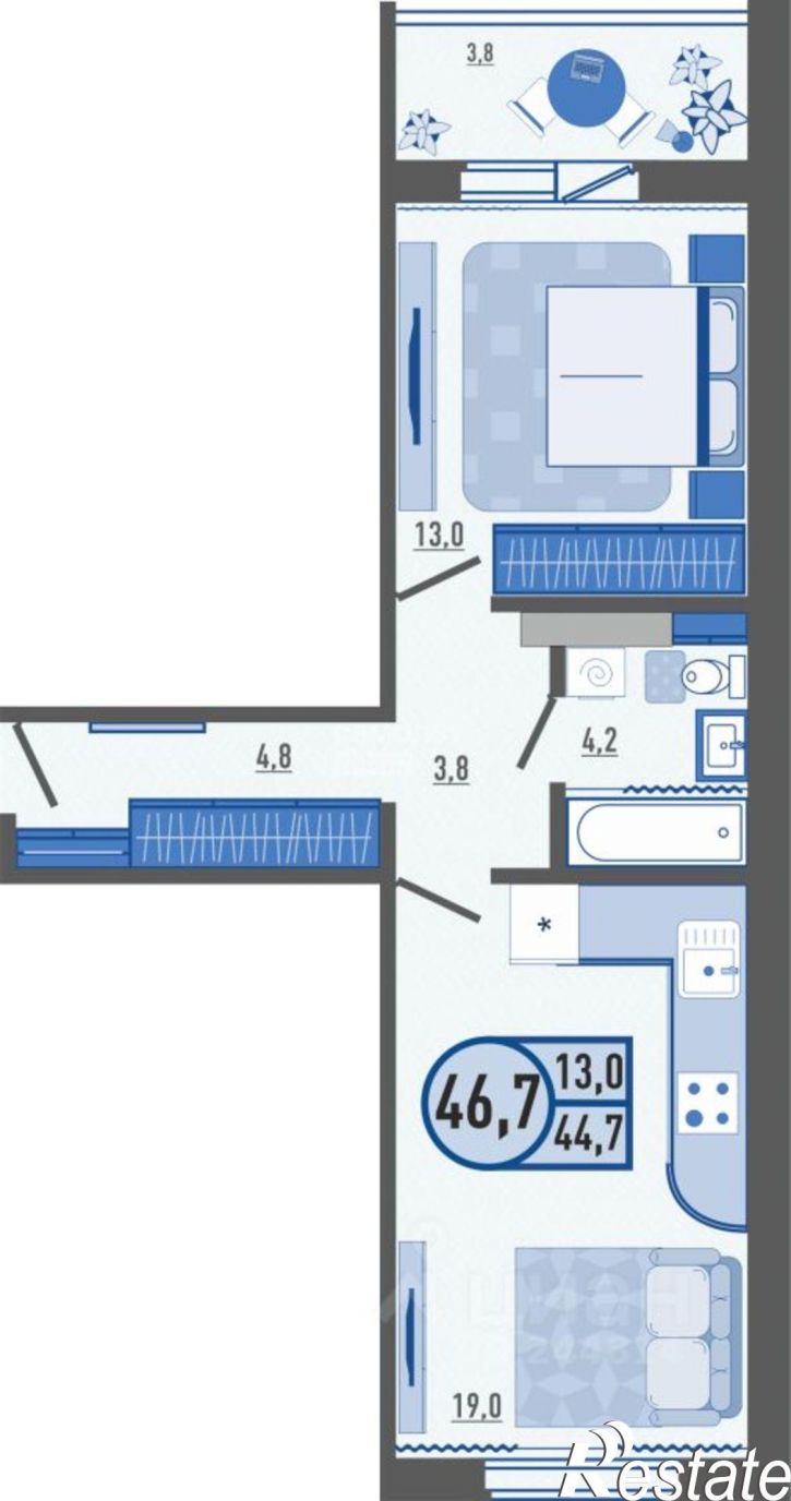 1-комн квартира Пищевой пер, 16 1,  д. 16 1,  к. 1