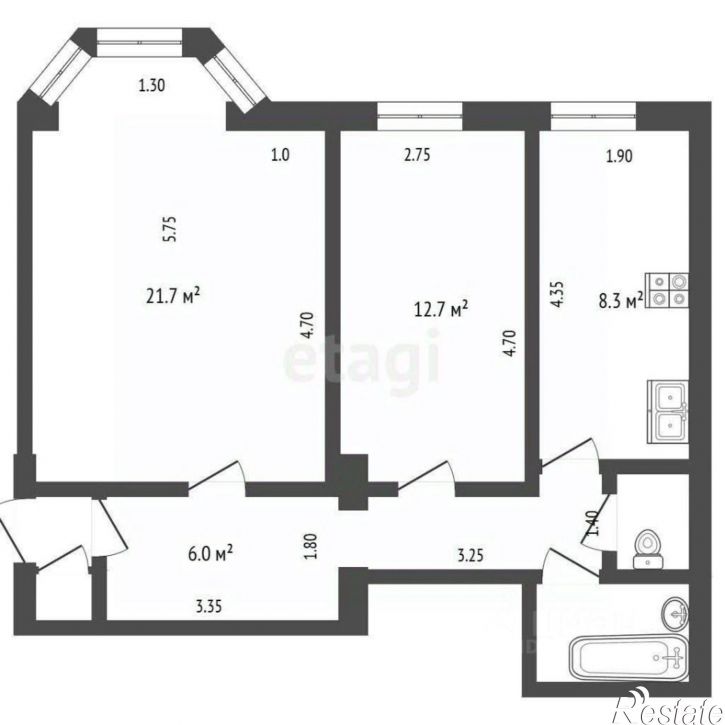 2-комн квартира ул Московская, 102,  д. 102